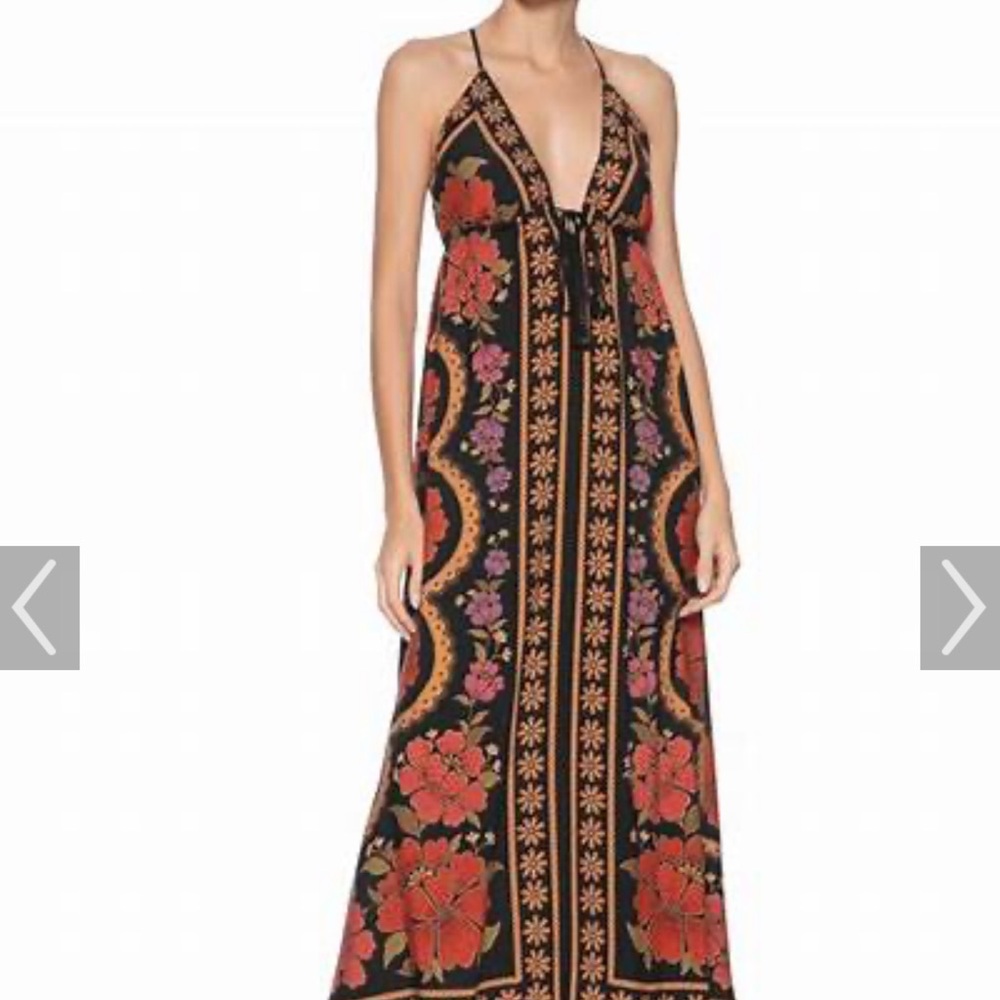 FARM Rio Black and Orange Floral Maxi Dress - Picture 2 of 5